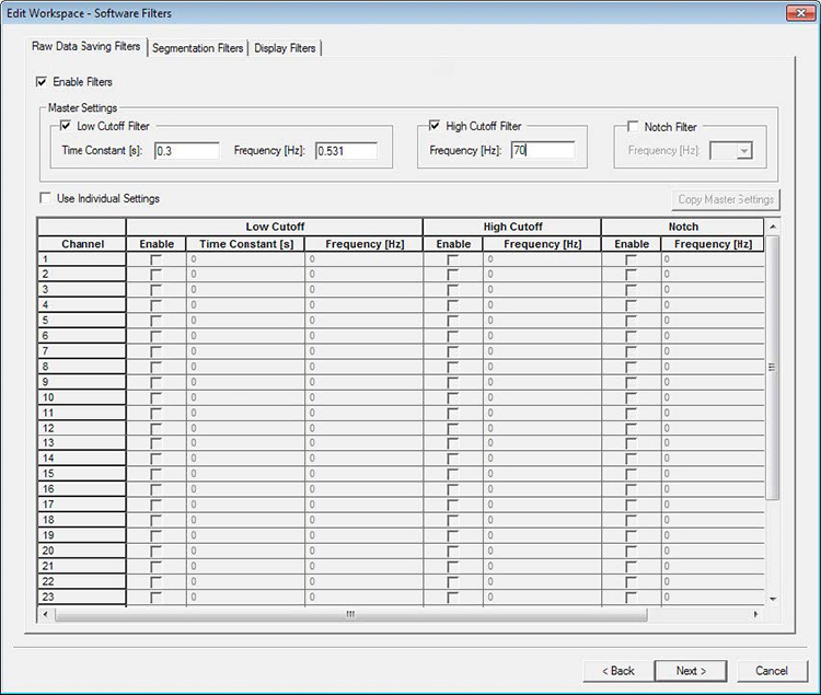 Workspace - Software Filters
